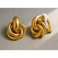 Chunky Geometric Knot Clip On Earrings Gold Plated Door Knocker Style for Women